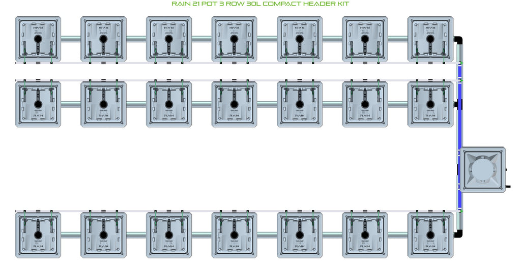 ALIEN Hydroponics RAIN 21 Pot 3 Row 30L Compact Header Kit product image 1