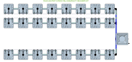 ALIEN Hydroponics RAIN 24 Pot 3 Row 15L Compact Header Kit product image 1