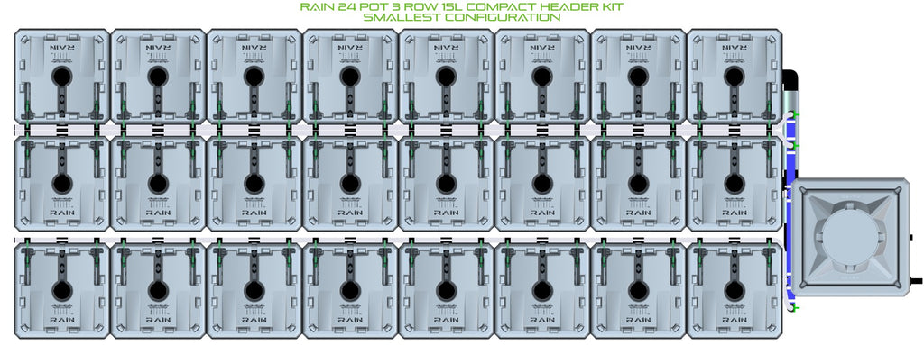 ALIEN Hydroponics RAIN 24 Pot 3 Row 15L Compact Header Kit product image 3