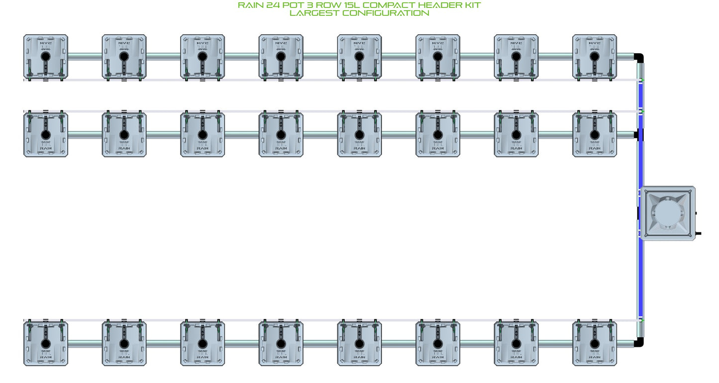 ALIEN Hydroponics RAIN 24 Pot 3 Row 15L Compact Header Kit product image 4
