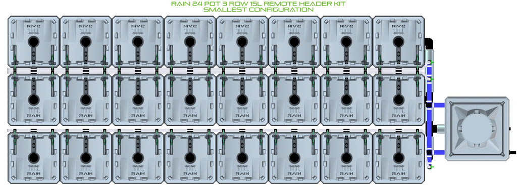 ALIEN Hydroponics RAIN 24 Pot 3 Row 15L Remote Header Kit product image 3