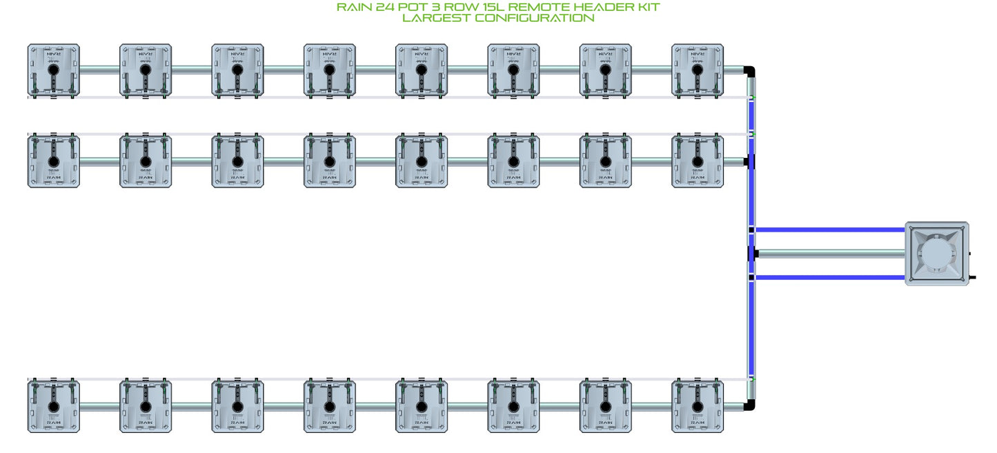 ALIEN Hydroponics RAIN 24 Pot 3 Row 15L Remote Header Kit product image 4
