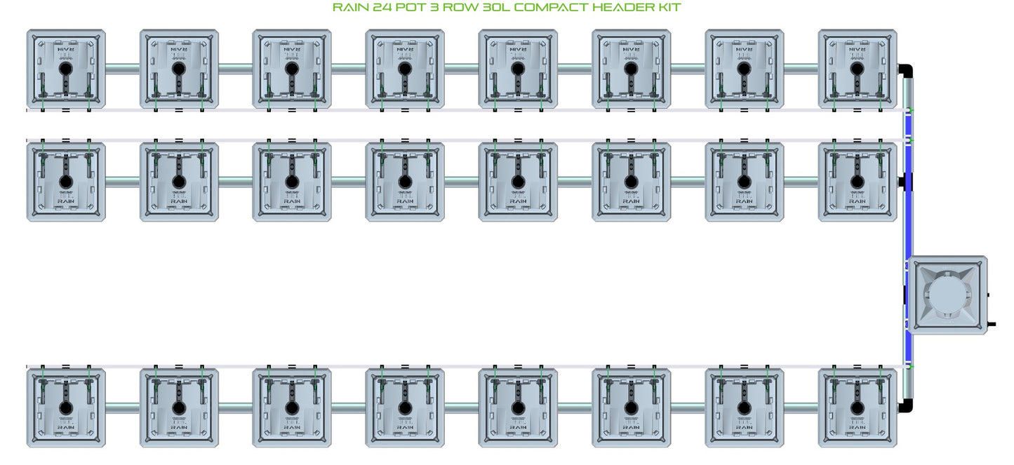 ALIEN Hydroponics RAIN 24 Pot 3 Row 30L Compact Header Kit product image 1