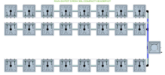ALIEN Hydroponics RAIN 24 Pot 3 Row 30L Compact Header Kit product image 1