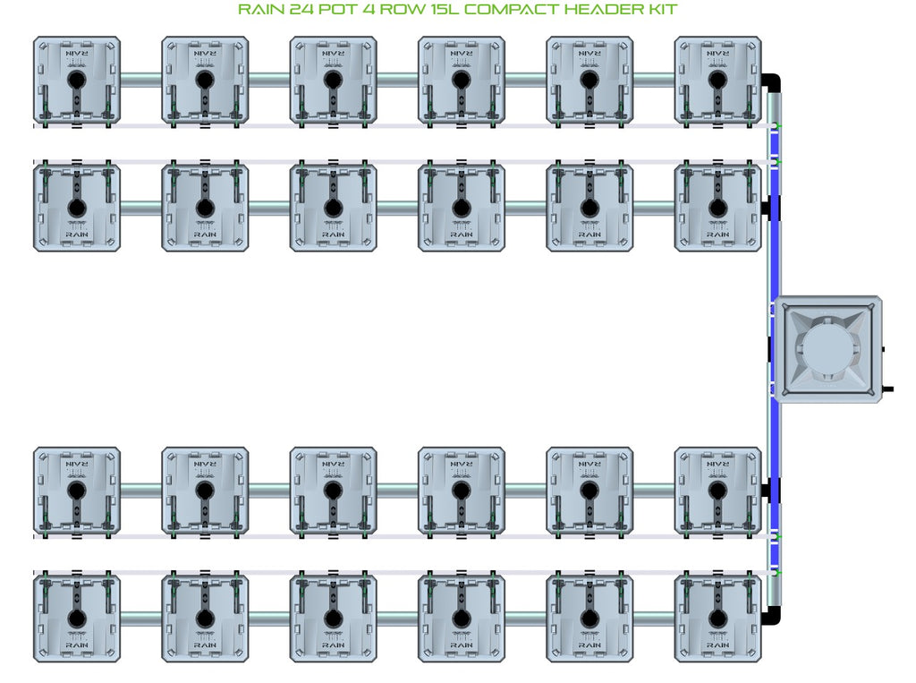 ALIEN Hydroponics RAIN 24 Pot 4 Row 15L Compact Header Kit product image 1
