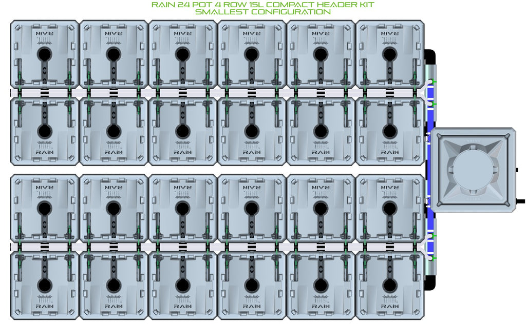 ALIEN Hydroponics RAIN 24 Pot 4 Row 15L Compact Header Kit product image 3