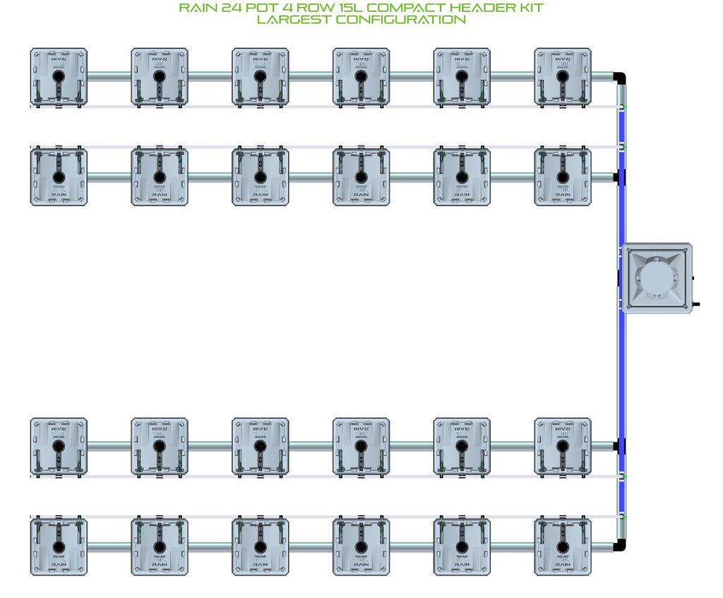 ALIEN Hydroponics RAIN 24 Pot 4 Row 15L Compact Header Kit product image 4