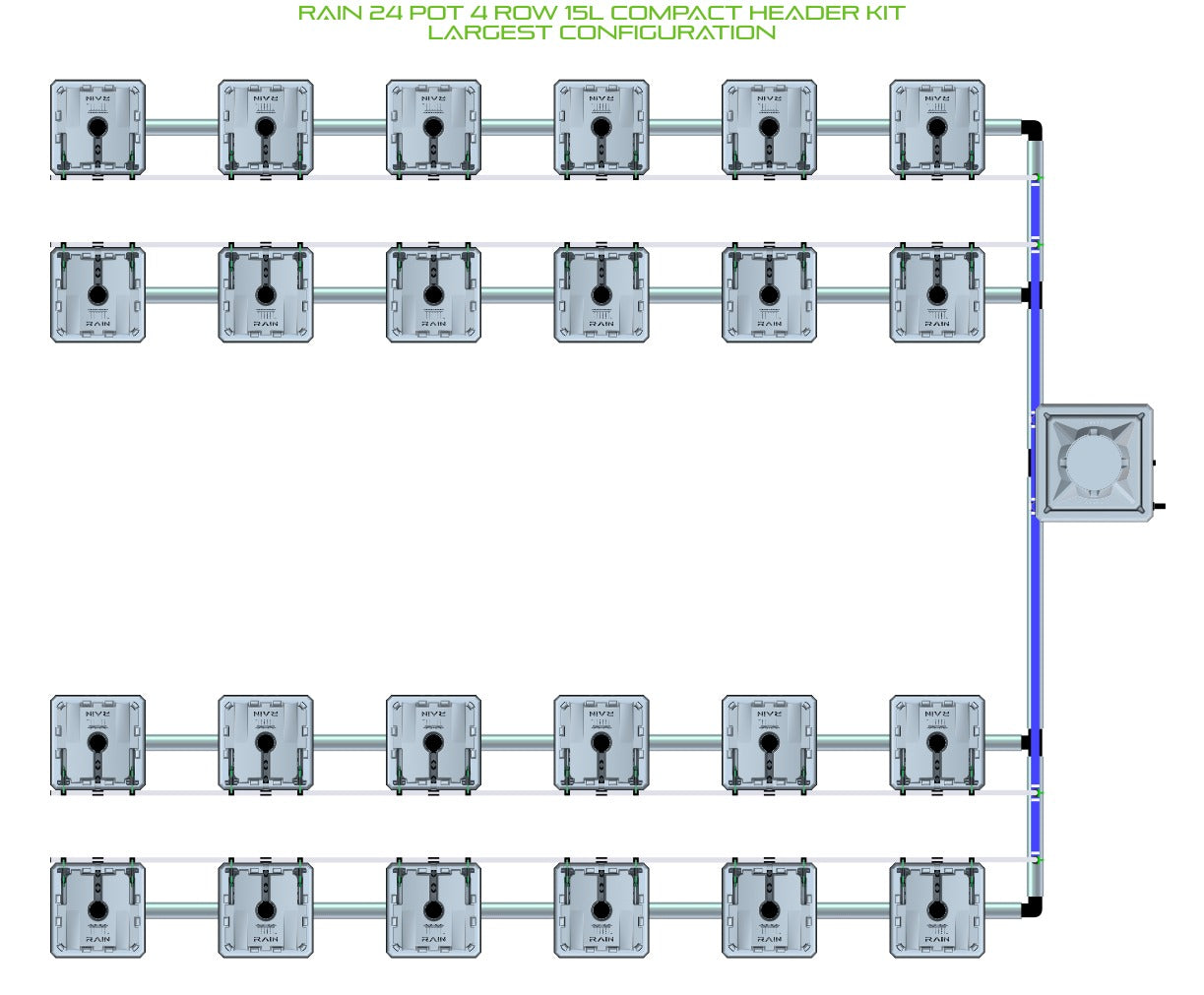 ALIEN Hydroponics RAIN 24 Pot 4 Row 15L Compact Header Kit product image 4