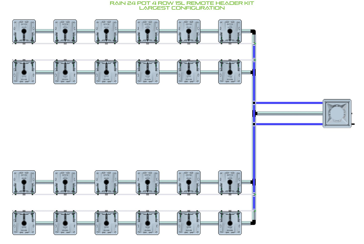 ALIEN Hydroponics RAIN 24 Pot 4 Row 15L Remote Header Kit product image 4