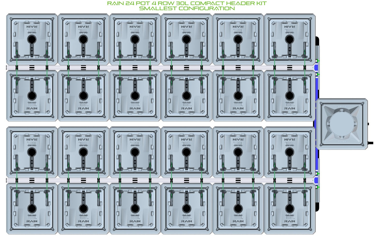 ALIEN Hydroponics RAIN 24 Pot 4 Row 30L Compact Header Kit product image 3