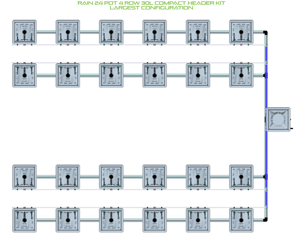 ALIEN Hydroponics RAIN 24 Pot 4 Row 30L Compact Header Kit product image 4