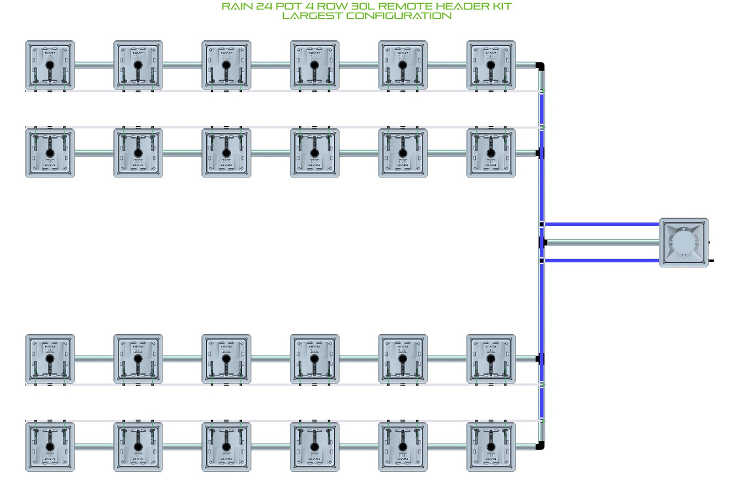 ALIEN Hydroponics RAIN 24 Pot 4 Row 30L Remote Header Kit product image 4