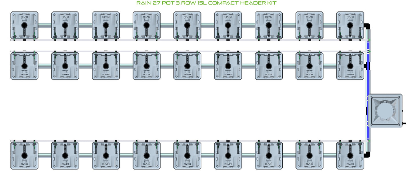 ALIEN Hydroponics RAIN 27 Pot 3 Row 15L Compact Header Kit product image 1