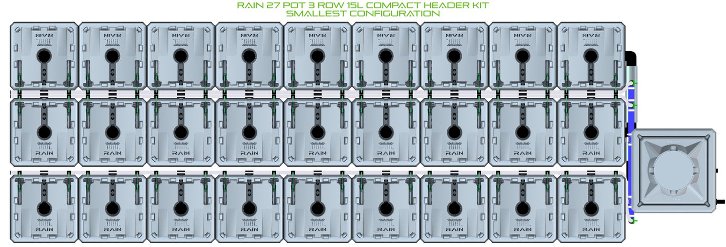 ALIEN Hydroponics RAIN 27 Pot 3 Row 15L Compact Header Kit product image 3