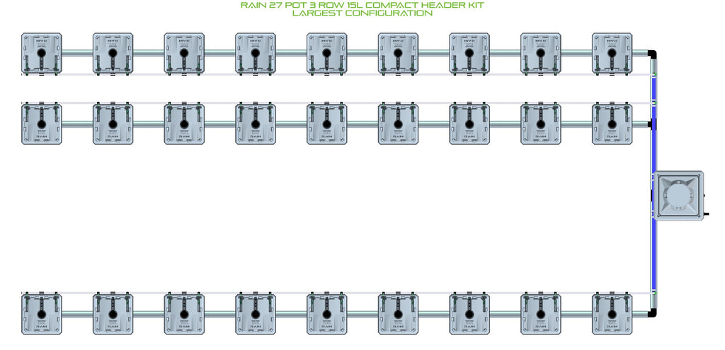 ALIEN Hydroponics RAIN 27 Pot 3 Row 15L Compact Header Kit product image 4