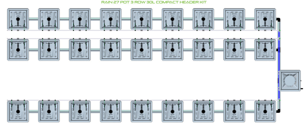 ALIEN Hydroponics RAIN 27 Pot 3 Row 30L Compact Header Kit product image 1