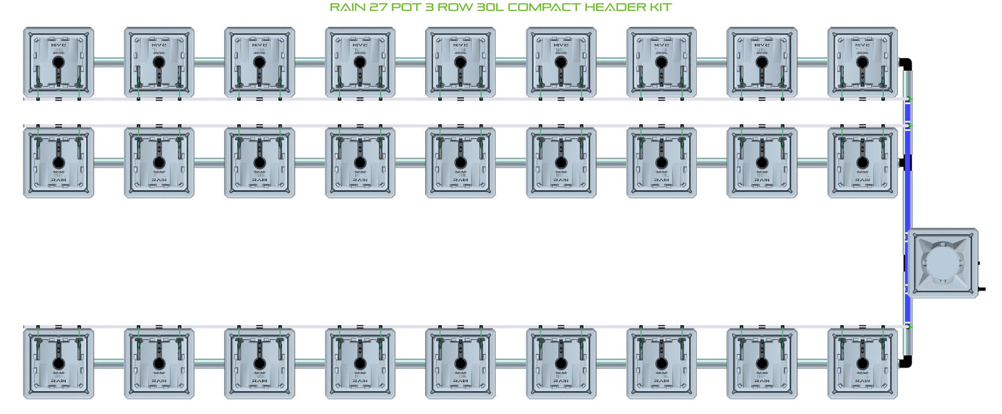 ALIEN Hydroponics RAIN 27 Pot 3 Row 30L Compact Header Kit product image 1