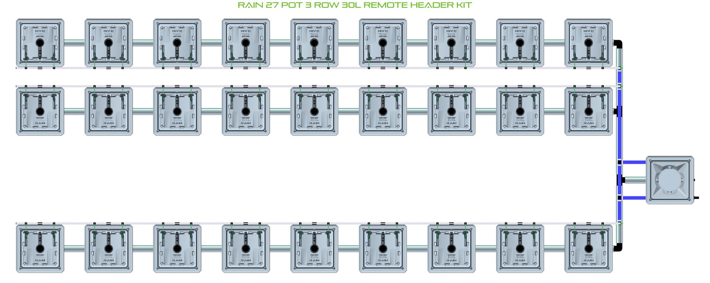 ALIEN Hydroponics RAIN 27 Pot 3 Row 30L Remote Header Kit product image 1