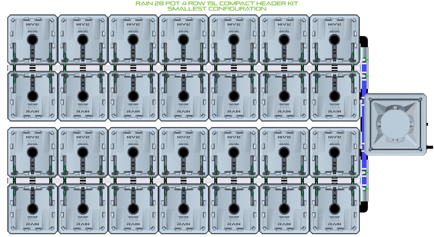 ALIEN Hydroponics RAIN 28 Pot 4 Row 15L Compact Header Kit product image 3