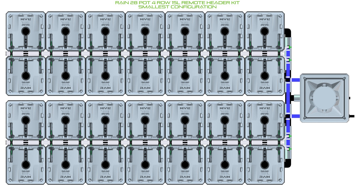 ALIEN Hydroponics RAIN 28 Pot 4 Row 15L Remote Header Kit product image 3