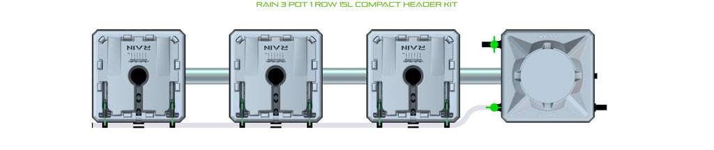 ALIEN Hydroponics RAIN 3 Pot 1 Row 15L Compact Header Kit product image 2