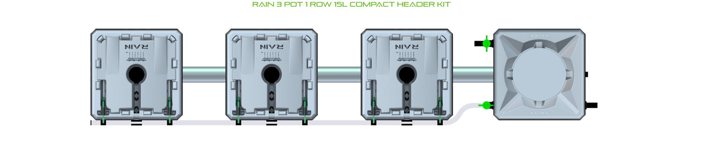 ALIEN Hydroponics RAIN 3 Pot 1 Row 15L Compact Header Kit product image 2