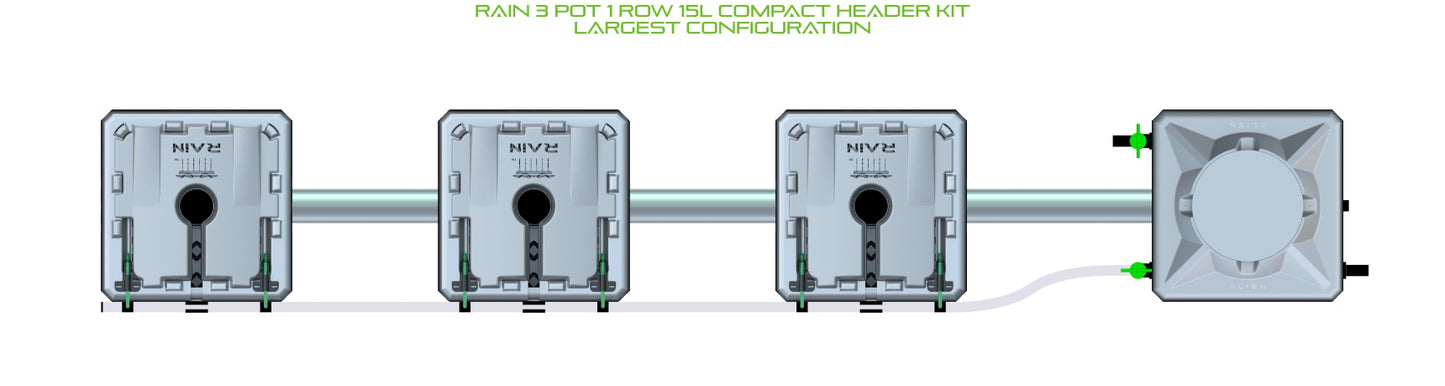 ALIEN Hydroponics RAIN 3 Pot 1 Row 15L Compact Header Kit product image 4