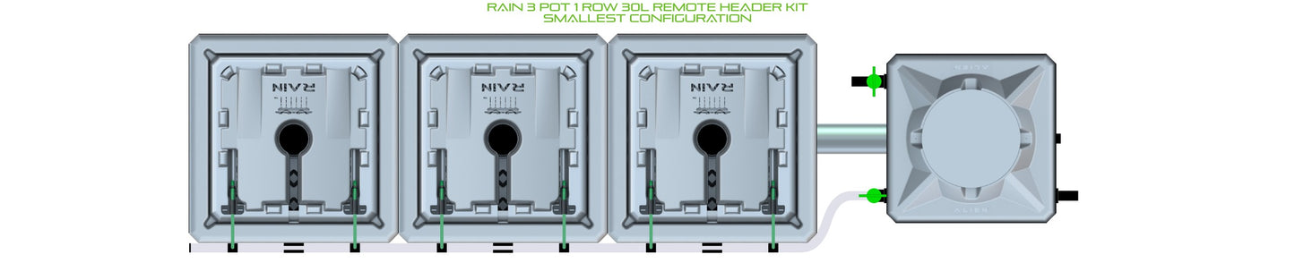 ALIEN Hydroponics RAIN 3 Pot 1 Row 30L Remote Header Kit product image 3