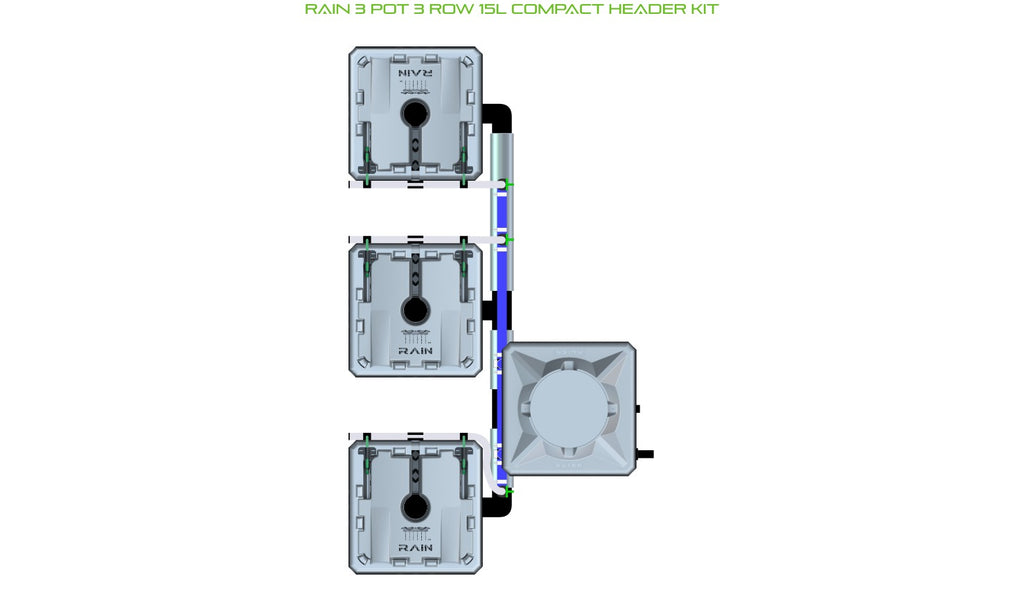 ALIEN Hydroponics RAIN 3 Pot 3 Row 15L Compact Header Kit product image 1