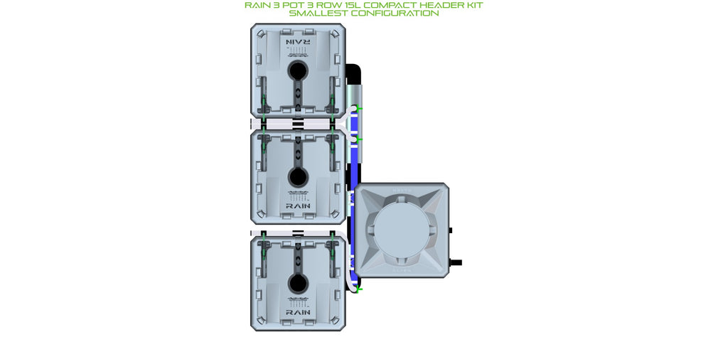 ALIEN Hydroponics RAIN 3 Pot 3 Row 15L Compact Header Kit product image 3