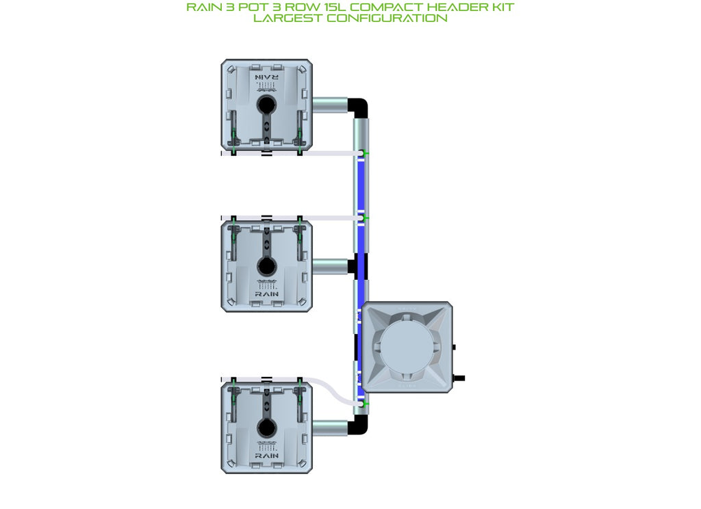 ALIEN Hydroponics RAIN 3 Pot 3 Row 15L Compact Header Kit product image 4