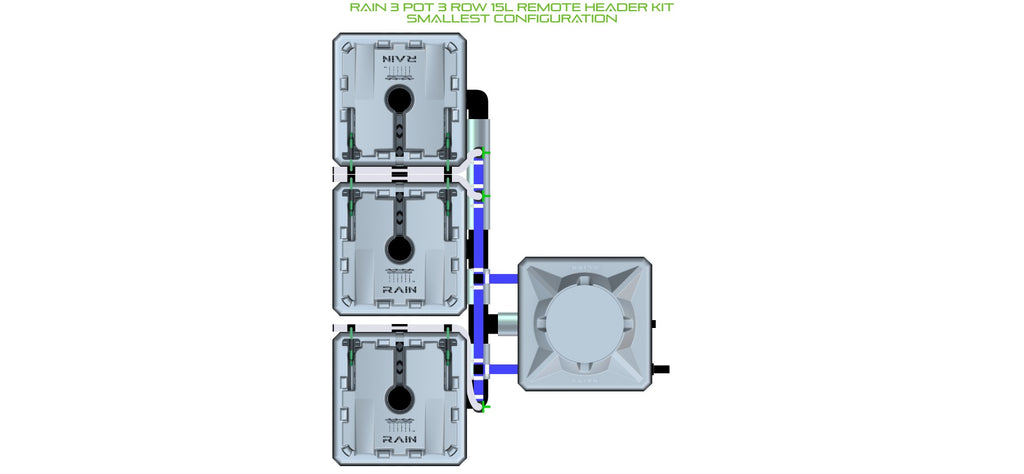 ALIEN Hydroponics RAIN 3 Pot 3 Row 15L Remote Header Kit product image 3