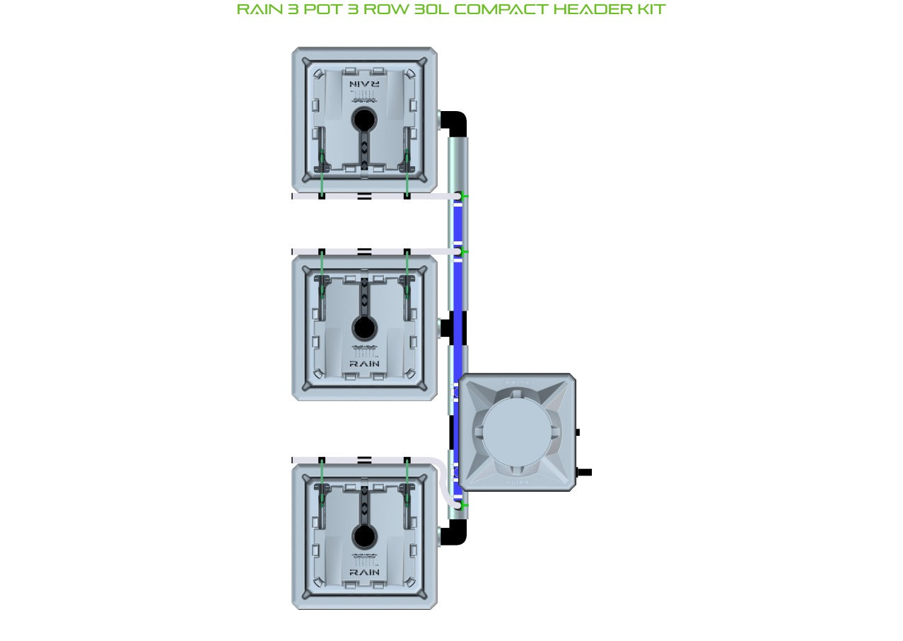 ALIEN Hydroponics RAIN 3 Pot 3 Row 30L Compact Header Kit product image 1