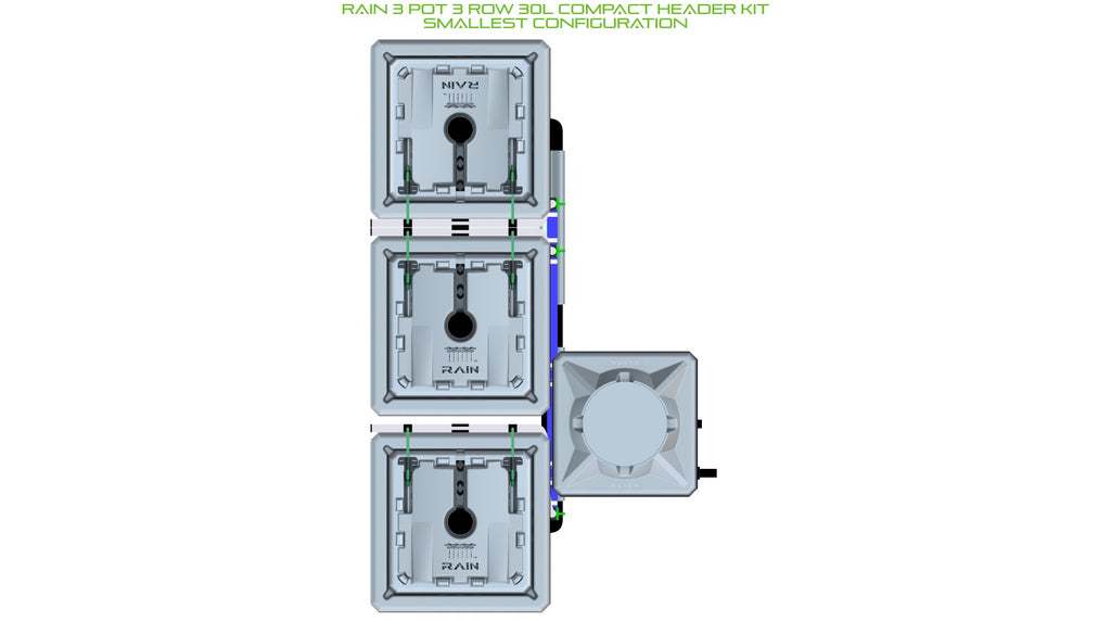ALIEN Hydroponics RAIN 3 Pot 3 Row 30L Compact Header Kit product image 3