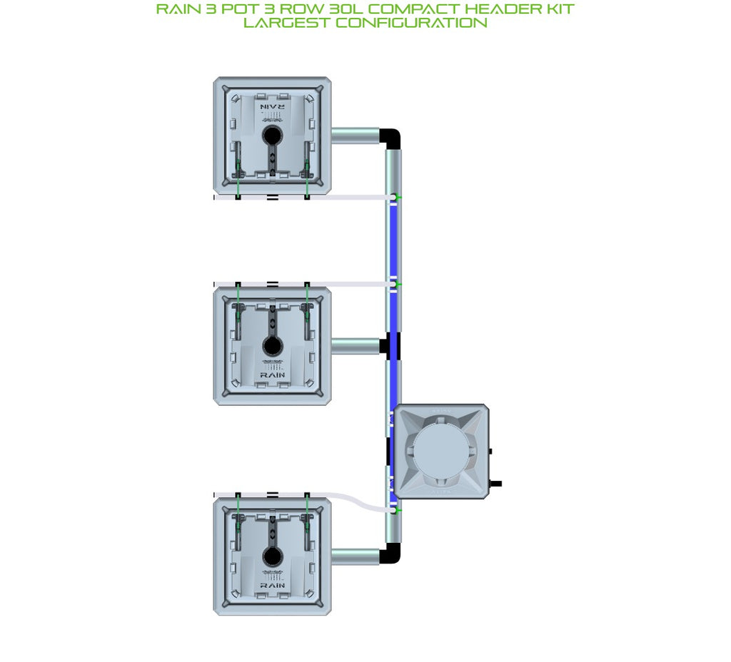 ALIEN Hydroponics RAIN 3 Pot 3 Row 30L Compact Header Kit product image 4