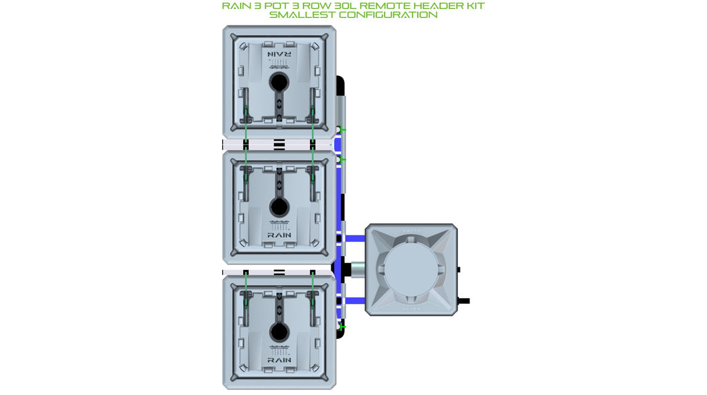 ALIEN Hydroponics RAIN 3 Pot 3 Row 30L Remote Header Kit product image 3