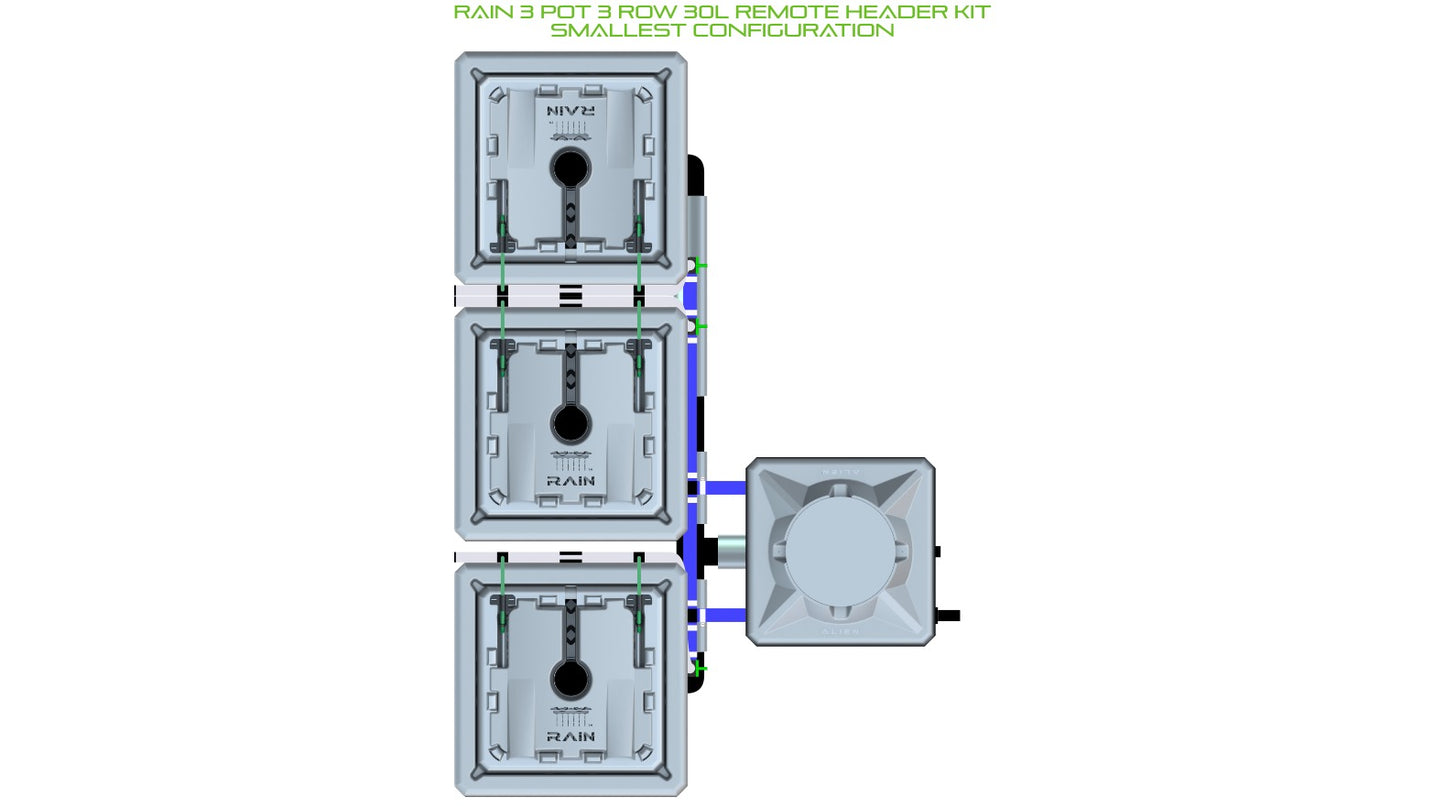 ALIEN Hydroponics RAIN 3 Pot 3 Row 30L Remote Header Kit product image 3