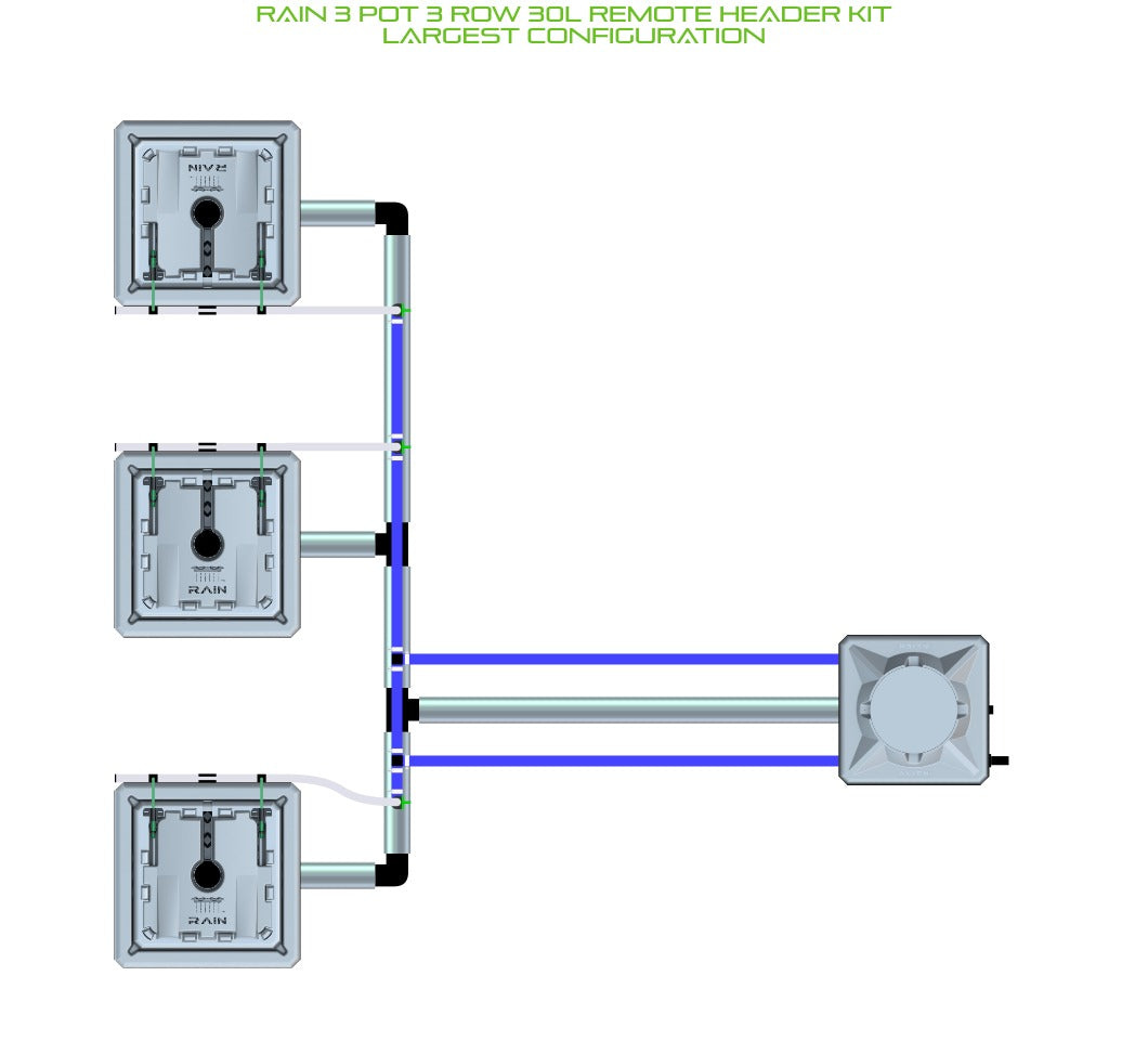 ALIEN Hydroponics RAIN 3 Pot 3 Row 30L Remote Header Kit product image 4
