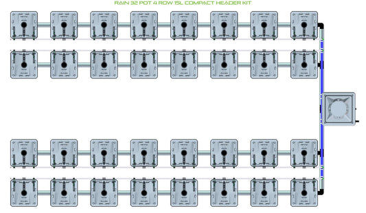 ALIEN Hydroponics RAIN 32 Pot 4 Row 15L Compact Header Kit product image 1