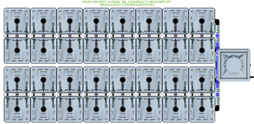 ALIEN Hydroponics RAIN 32 Pot 4 Row 15L Compact Header Kit product image 3