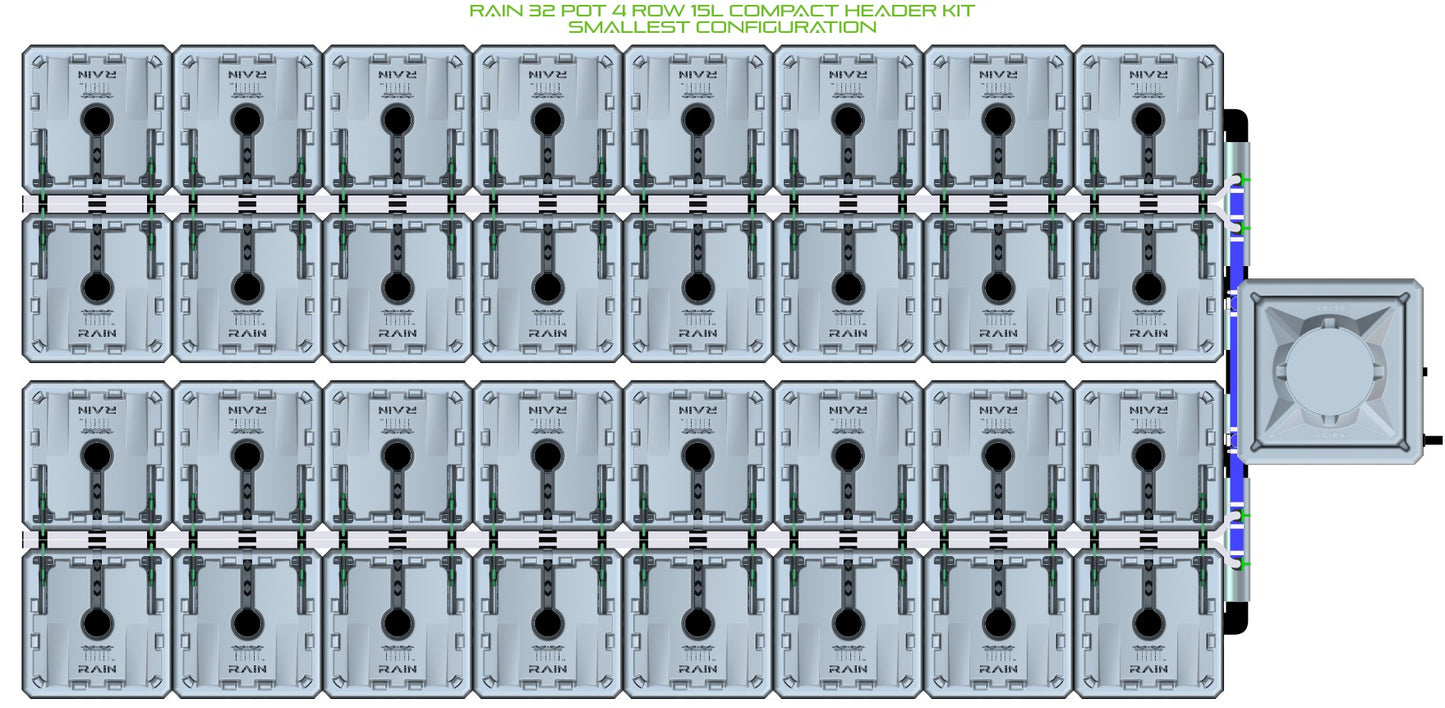 ALIEN Hydroponics RAIN 32 Pot 4 Row 15L Compact Header Kit product image 3