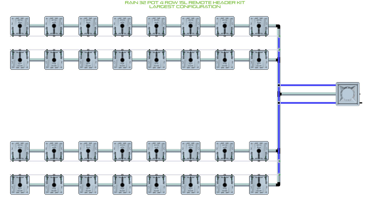 ALIEN Hydroponics RAIN 32 Pot 4 Row 15L Remote Header Kit product image 4