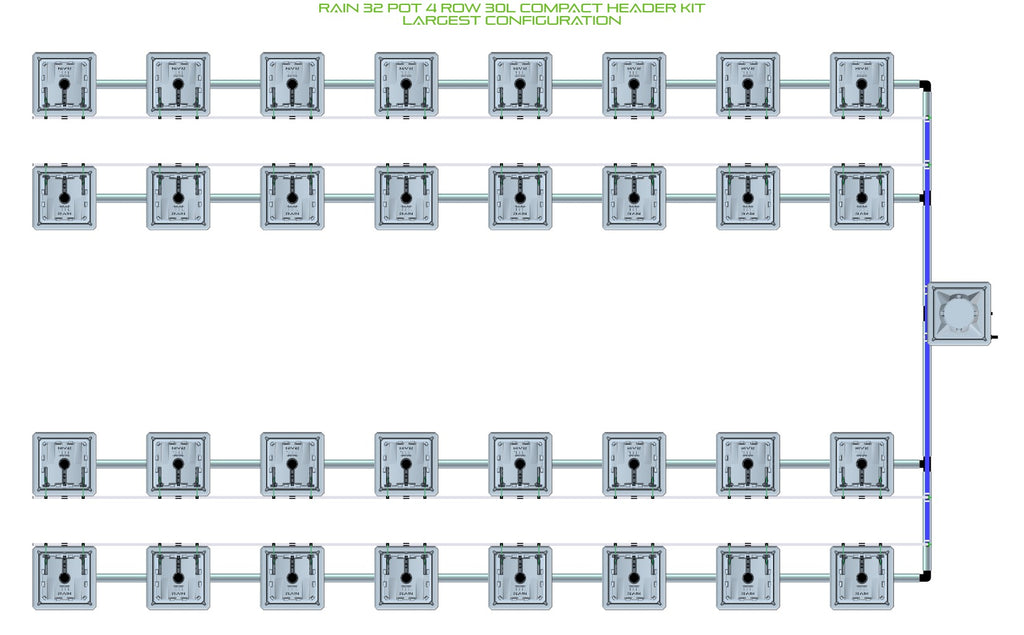 ALIEN Hydroponics RAIN 32 Pot 4 Row 30L Compact Header Kit product image 4