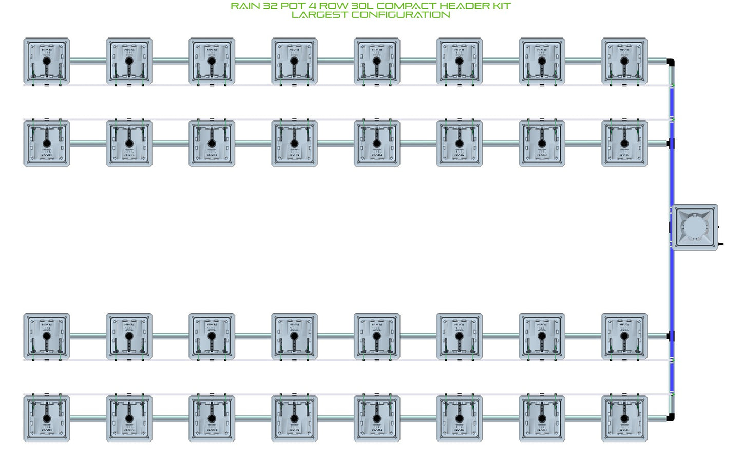 ALIEN Hydroponics RAIN 32 Pot 4 Row 30L Compact Header Kit product image 4