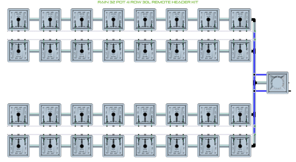 ALIEN Hydroponics RAIN 32 Pot 4 Row 30L Remote Header Kit product image 1