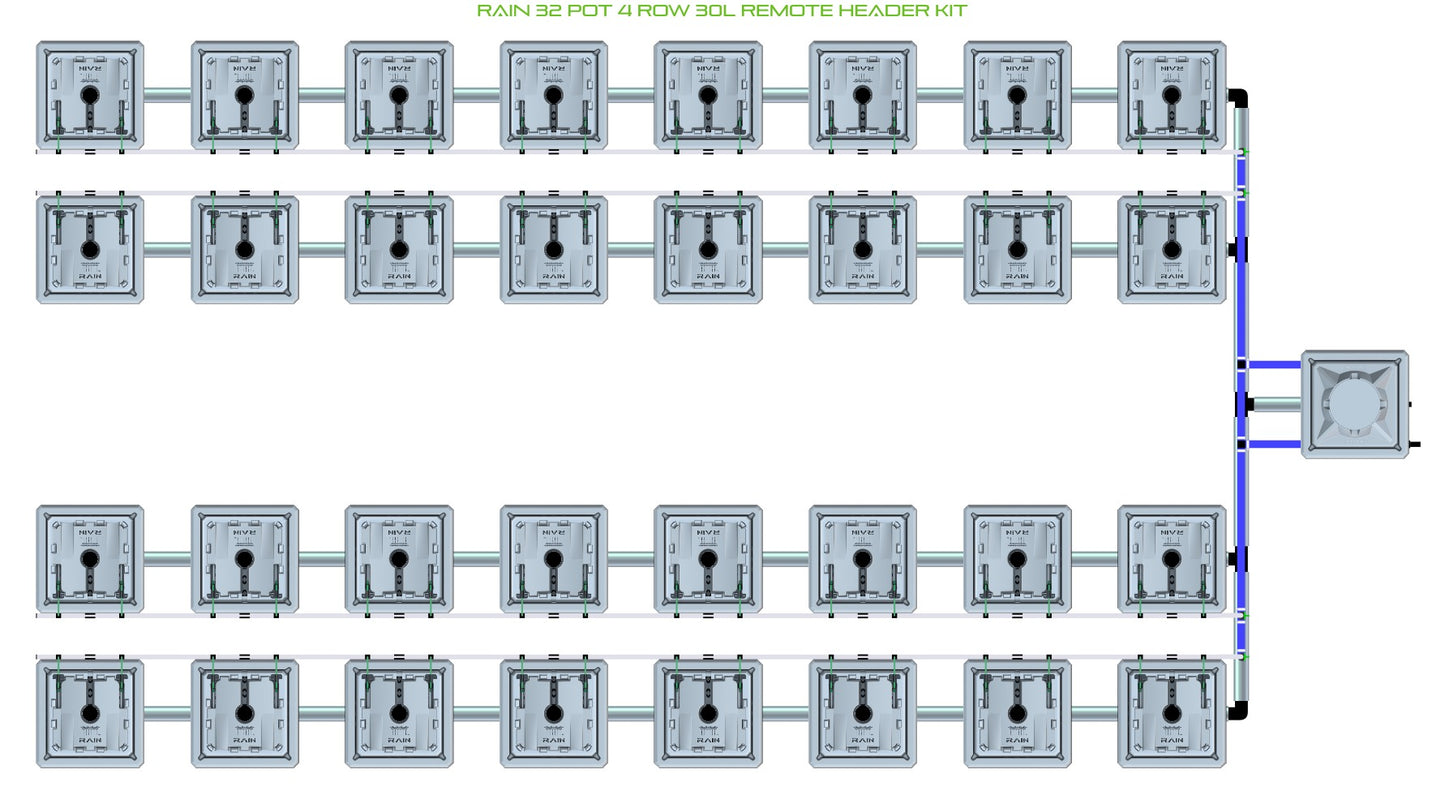 ALIEN Hydroponics RAIN 32 Pot 4 Row 30L Remote Header Kit product image 1