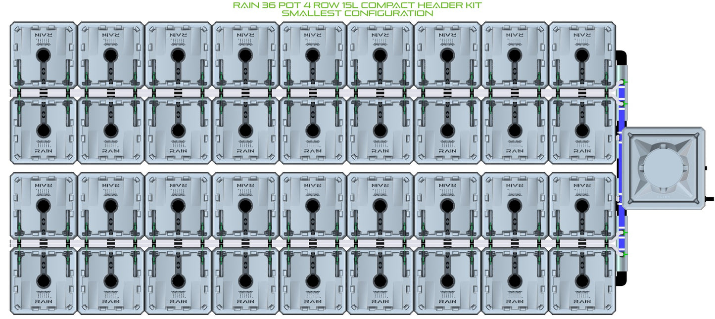 ALIEN Hydroponics RAIN 36 Pot 4 Row 15L Compact Header Kit product image 3