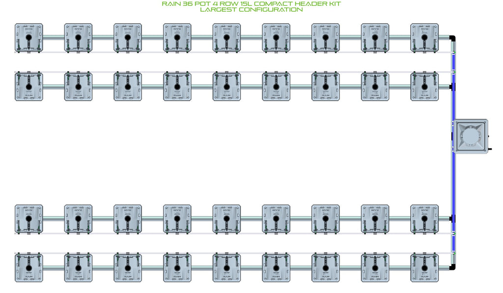 ALIEN Hydroponics RAIN 36 Pot 4 Row 15L Compact Header Kit product image 4