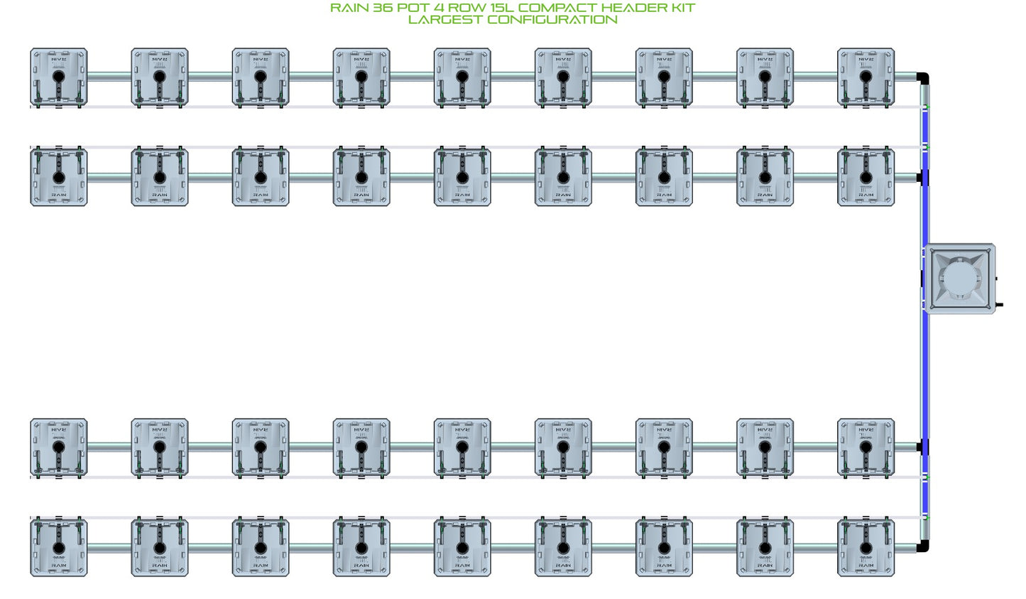 ALIEN Hydroponics RAIN 36 Pot 4 Row 15L Compact Header Kit product image 4