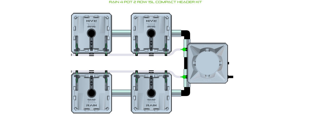 ALIEN Hydroponics RAIN 4 Pot 2 Row 15L Compact Header Kit product image 1